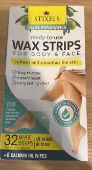 Ready to use Wax Strips Listing Includes 2 Pack Total of 64 Strips & 16 Wipes