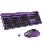 2.4GHz Silent USB Wireless Keyboard and Mouse Combo - Full-Size Keyboard with...