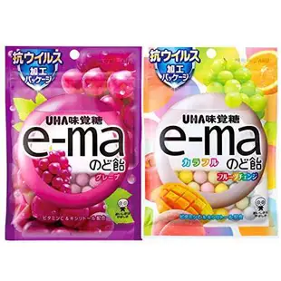 *貪吃熊*日本 UHA 味覺糖 e-ma 喉糖  味覺e-ma喉糖 綜合水果味 葡萄味 味覺糖喉糖