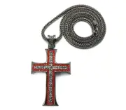 BLACK CROSS PIECE PENDANT & 36" FRANCO CHAIN