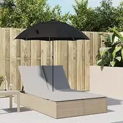 Double Sun Lounger with Cushions&Parasol Beige Poly Rattan
