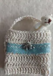 Small Häkeltäschchen With Small Teddy, 6 X 7 CM for Bears Or Dolls