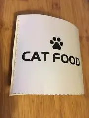 Cat Food~Vinyl Sticker Clear Decal Label~Jars~Containers~Storage~Black Lettering
