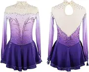 [Zagitova] Figure Skating Dress for Girls Patchwork Women Gradient Ice Competition Dance Outfits with Shiny Rhinestone
