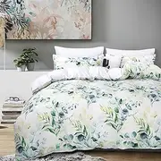 Luxton Adia Quilt Cover Set Queen Size Yellow Green Leaf 3pcs Doona Cover Set (Queen Size)