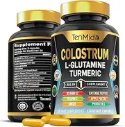 Colostrum Supplement - 10in1 Formula - Combine with L- Glutamine, Turmeric, Cayenne Pepper, Apple Pectin, Probiotics, Ginger, and More - 120 Capsules