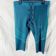 Nike Womens Dri-Fit Power Blue Running Capri Leggings Size XL