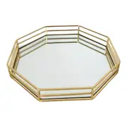 Gold Plated Octagon Decorative Deluxe Mirror Tray