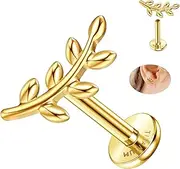 [ZELORES] 16G Flat Back Earrings G23 Titanium Cartilage Earrings for Women Tragus Piercing Jewelry Internally Threaded Flat Back Stud Earrings Labret Helix Conch Piercing Jewelry