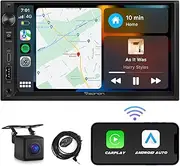 Eonon 7'' Double Din Car Stereo Wireless CarPlay & Wireless Android Auto Car Audio Receivers with AHD Backup Camera, Built in DSP, Bluetooth, MirrorLink, SWC, FM/AM, Fast Charge - X3