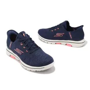 Skechers 高爾夫球鞋 Go Golf Walk 5-Slip Ins 藍 粉紅 防水 女鞋 123085NVPK