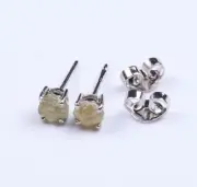 1.50Tcw Yellow Raw Diamond Stud 14kt White Gold Rough Diamond Earrings Prong set