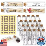 Chuangdi 24 Set Empty Matches Jars with Cork Top and 48 Striker Stickers Wedd