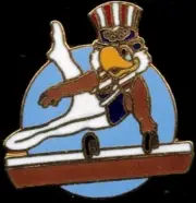 Nice 1984 Los Angeles Sam Olympic Pommel Horse Mascot Sports Pin