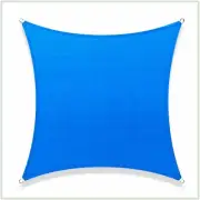 COLOURTREE 14 ft. x 14 ft. 190 GSM Blue Square Sun Shade Sail Screen Canopy, and