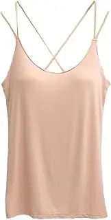 [OPLKENR] Camisoles Built in Bra for Women Spaghetti Strap Tank Tops Soft Modal Cotton Camis Summer