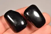 2 *Large* BLACK OBSIDIAN TUMBLED STONES 39g Healing Crystals, Self Control