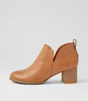 New Django & Juliette Sequin Dark Tan Natural Leather Ankle Boots Womens Shoes