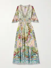[Camilla] Camilla - Just Coasting Crystal-embellished Printed Silk Crepe De Chine Maxi Dress - Multi - large large Multi
