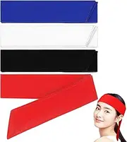 [BIUDECO] 4Pcs Sweat Absorbing Sports Headbands Stretchy Tie Headbands for Men Women for Fitness Yoga Running