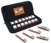 Seydel 1847 SESSION STEEL REED 12 Harmonica Set & 12 Harp Case