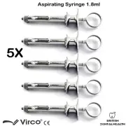 Dental Aspirating Cartridge Syringe 1.8 ml X5 German Stainless St - 5 YR WRY