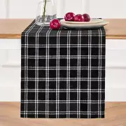 Solino Home Linen Blue Table Runner for Dining, Christmas Party Marseille Plaid