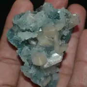 stilbite on green chalcedony mineral specimen india #597