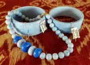 Vintage Blue Lucite by Carolina - Bangle Bracelets and Necklace Set - NOS
