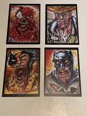MARVEL DC RICK GRIMES SPIDER-MAN BATMAN WOLVERINE 4 Sketch Card Print Set