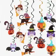 Spooky Swirl Spectacle - Colorful Hanging Whirls with Bat, Skull, Spider, Ghost,