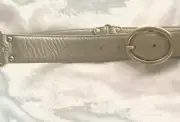 Cole Haan double ring leather belt pearl beige large nwts
