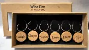 Wine Time by Anna Stay Cork Wine Glass Charms - Set of 6 - NIB