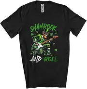 [Generic] Shamrock and Roll; Joyful St. Patrick's Day Leprechaun Playing Guitar; Music Lover Unisex T-Shirt