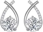 MAYJAI Zircon earrings 925 silver needle earrings,Silver