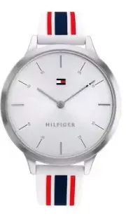 Tommy Hilfinger Watch Silver Dial And Red White Blue Band Unisex 1782498 New