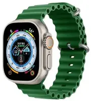 Apple Watch Ultra - 32GB - Cellular + GPS - 49mm - Titanium - Titanium - Green - Ocean Band - Medium Size - Rubber - Refurbished (Premium Condition)