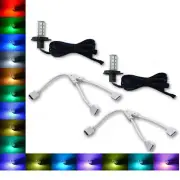 H4 9003 27 SMD RGB Multi-Color Changing Shift Led Fog Light Bulb Pair & Splitter (for: Volvo)