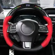Carbon fiber LED Alcantara leather steering wheel fit Subaru 04-07 STI WRX 15-20 (for: Subaru)
