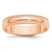 Solid 10K Yellow Gold Rose Gold 5mm Milgrain Half-Round Wedding Men's/Women's Wedding Band Ring Size 8.5