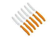 6x Victorinox 11cm Tomato/Sausage Serrated Knife Kitchen Cutlery Utensil Orange