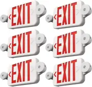 6 Pack Red Exit Signs with Emergency Lights, Two LED Adjustable Head Emergency E