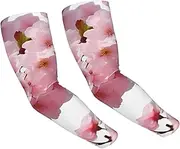 [FHEDVBN] Cherry Japanese Cherry Blossom Arm Sleeves Compression Arm Covers for Men Women Outdoor Sun Sleeves Cooling Sports Sleeve, Black