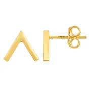 14K Gold Yellow V Chevron Style Stud Earrings