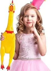 Xeehwb 22 Inch Crazy Huge Rubber Chicken,Yellow Squeeze Chicken Toys,Squeaky Chicken Dog Toys,Squawking Prank Novelty Gag Gift