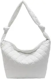 [ALINUOYQ] Quilted Crescent Bag for Women Puffer Slouchy Hobo Bags Half Moon Shoulder Bag Cotton Padded Crossbody Dumpling Bag