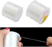 2 Roll 100m Clear Elastic Beading Threads(0.6&0.8mm)，Stretchy Bead Cord String Stretchy Crystal Bracelet String for Bracelet,Beading, Jewelry Making