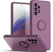 Samsung A33 5G Case, EabHulie Slim Silicone Rubber Shockproof Case Cover with Ring Holder Stand for Samsung Galaxy A33 5G Purple