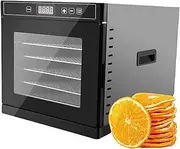 Food Dehydrator, Drying Fruits Machine with Led Touch Control Design, 360° Hot Air Circulation, with 6 Stainless Steel Trays, 1-24H Digital Timer, for Fruit, Veg, Meat & More