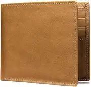 Wallet Men's Leather RFID Blocking Slim Tri-Fold Wallet with Coin Pocket, 8 Credit Cards, ID Window Simple Wallet with Gift Box,Brown